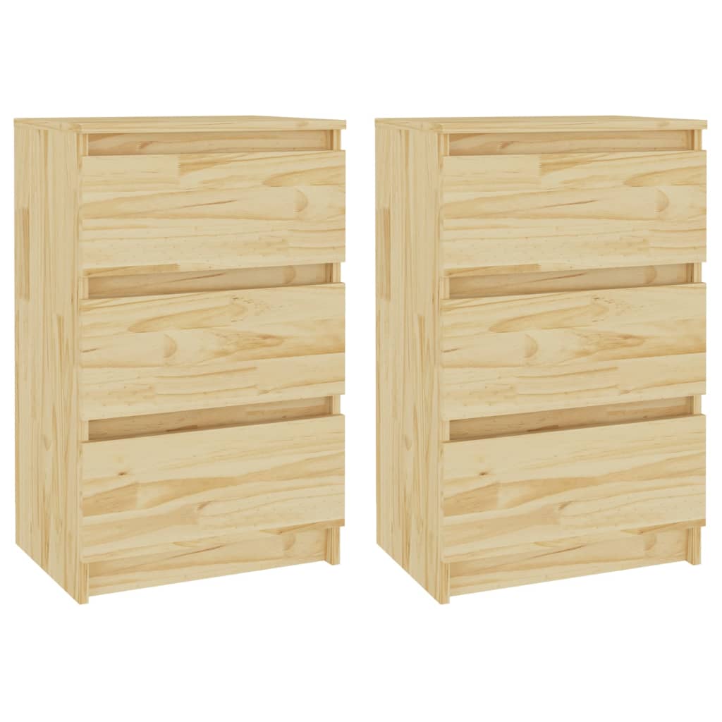 Comodini 2 pz 40x29,5x64 cm in Legno Massello di Pino