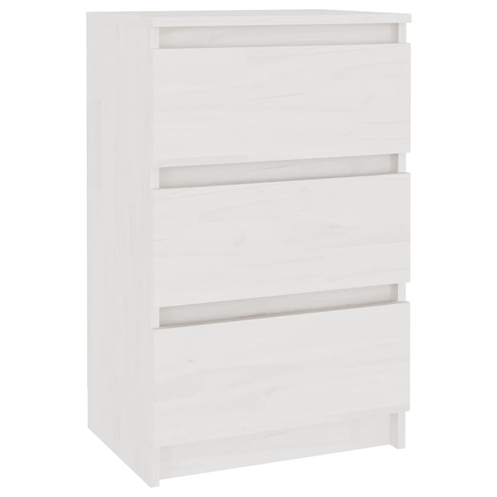 Comodino Bianco 40x29,5x64 cm in Legno Massello di Pino - homemem39