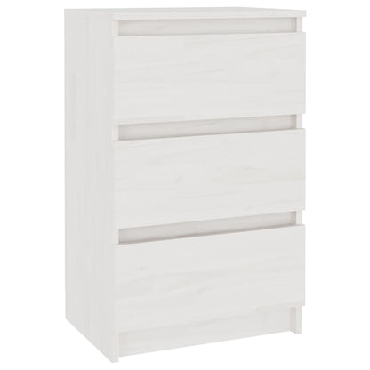 Comodino Bianco 40x29,5x64 cm in Legno Massello di Pino - homemem39