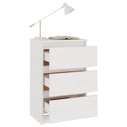 Comodino Bianco 40x29,5x64 cm in Legno Massello di Pino - homemem39