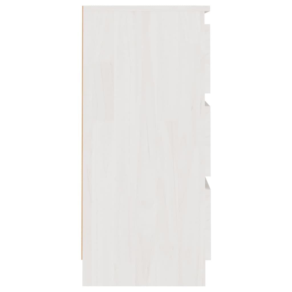 Comodino Bianco 40x29,5x64 cm in Legno Massello di Pino - homemem39