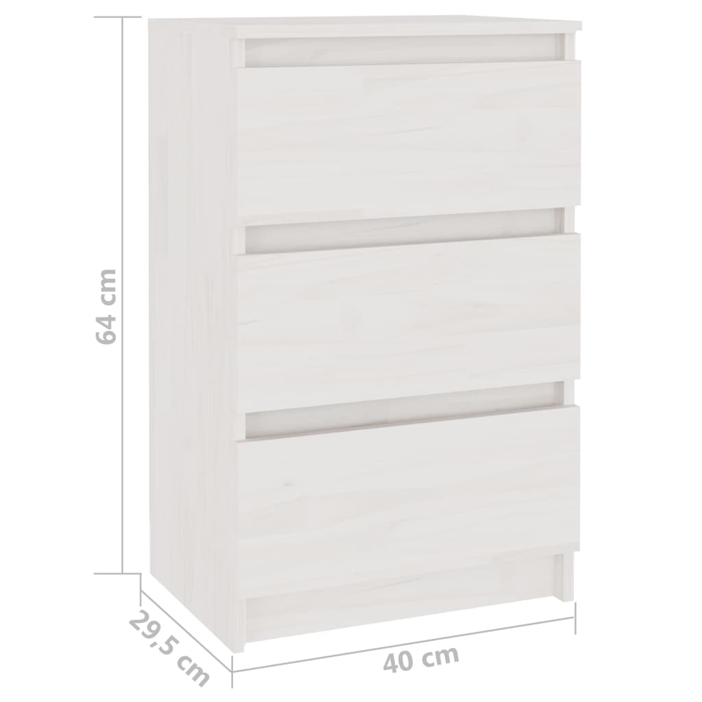 Comodino Bianco 40x29,5x64 cm in Legno Massello di Pino - homemem39