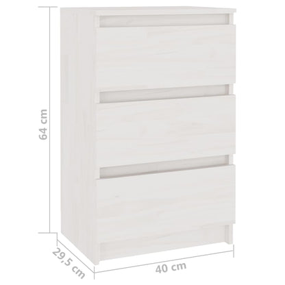Comodino Bianco 40x29,5x64 cm in Legno Massello di Pino - homemem39