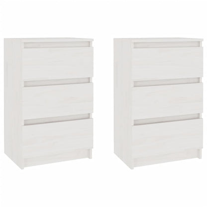 Comodini 2 pz Bianchi 40x29,5x64 cm in Legno Massello di Pino - homemem39