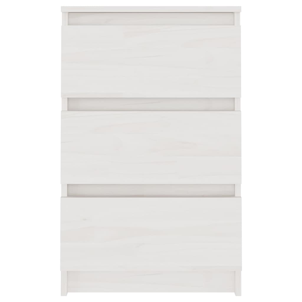 Comodini 2 pz Bianchi 40x29,5x64 cm in Legno Massello di Pino