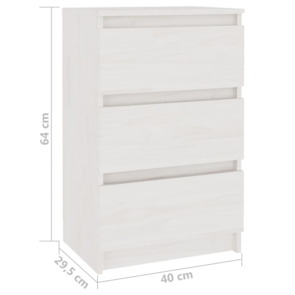 Comodini 2 pz Bianchi 40x29,5x64 cm in Legno Massello di Pino