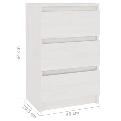 Comodini 2 pz Bianchi 40x29,5x64 cm in Legno Massello di Pino