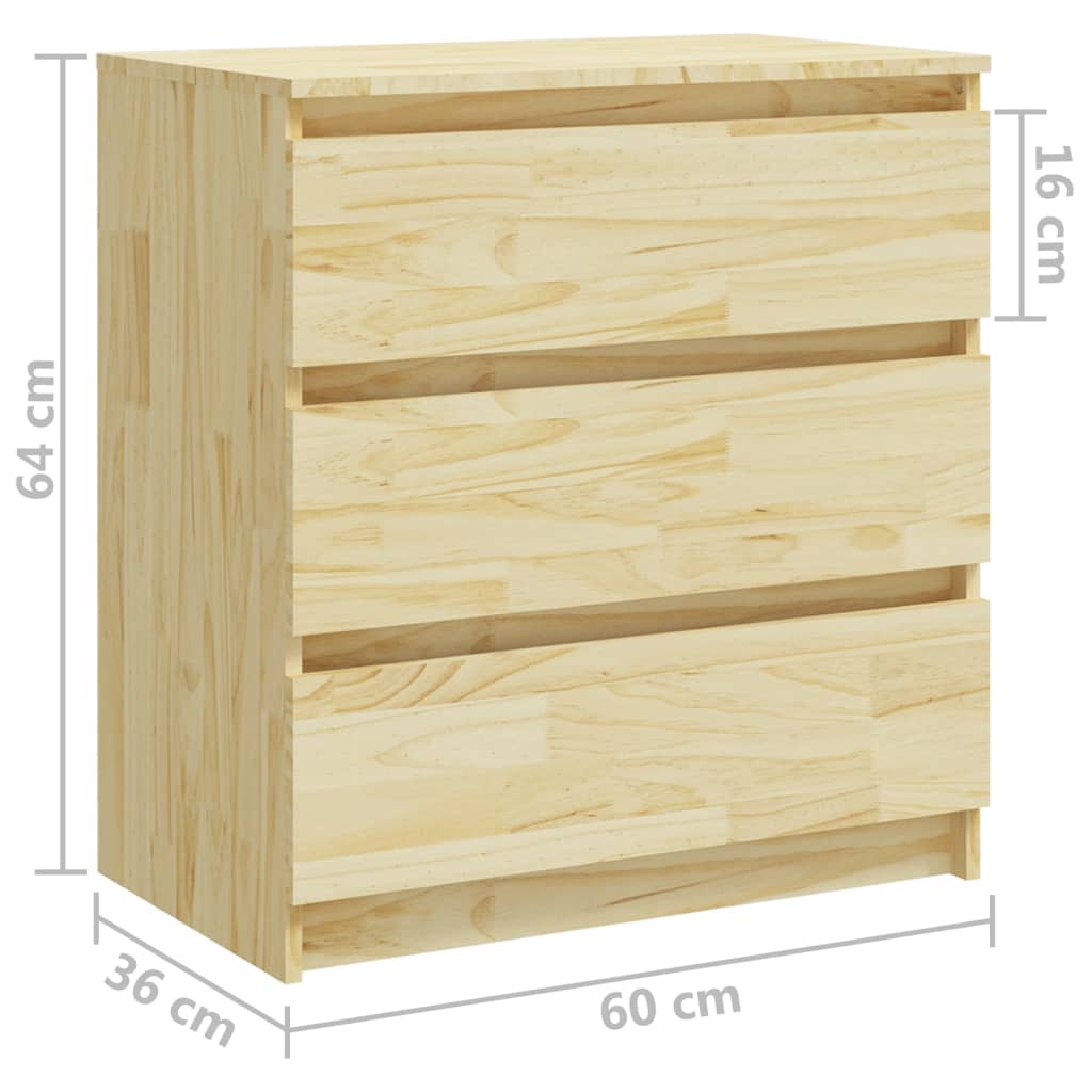 Comodino 60x36x64 cm in Legno Massello di Pino - homemem39