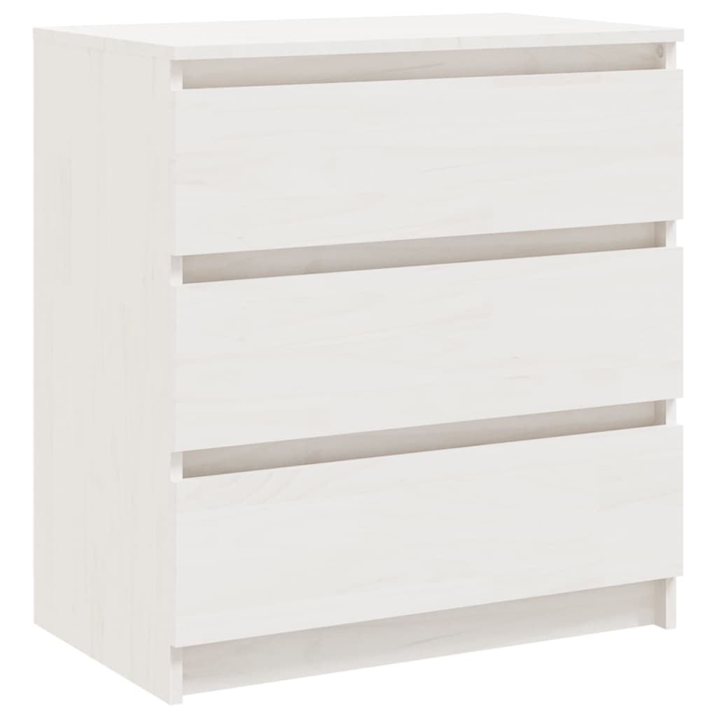 Comodino Bianco 60x36x64 cm in Legno Massello di Pino - homemem39