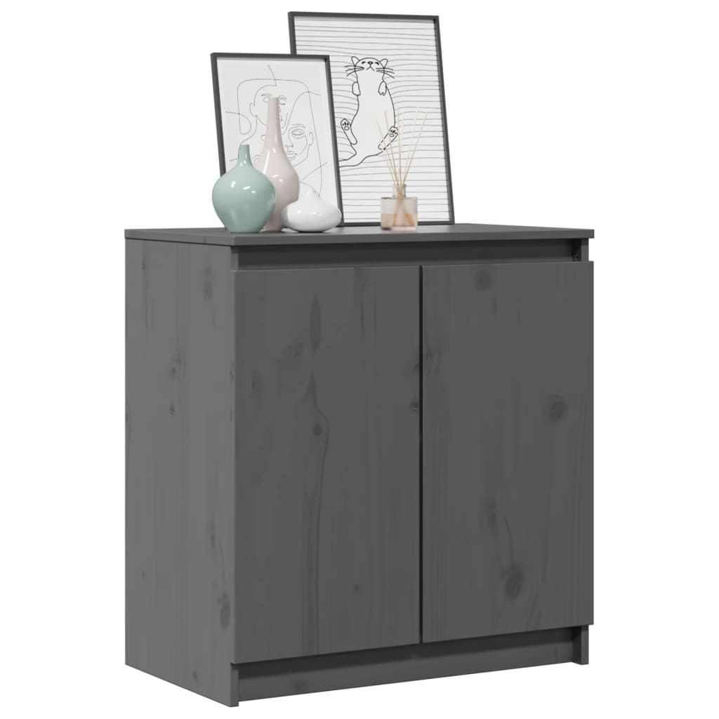 Armadietto Grigio 60x36x65 cm in Legno Massello di Pino - homemem39