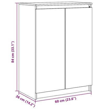 Credenza Bianca 60x36x84 cm in Legno Massello di Pino