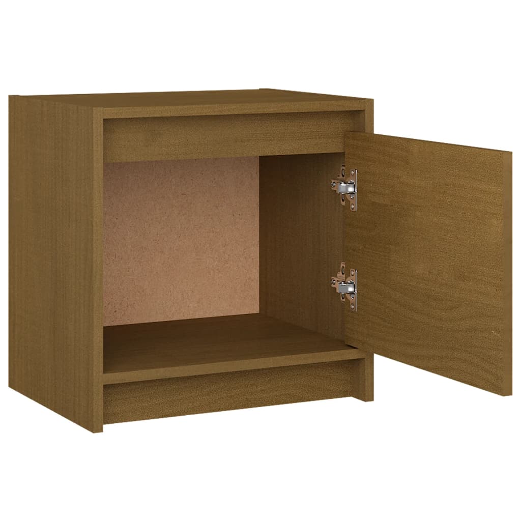 Comodino Marrone Ambra 40x30,5x40 cm in Legno Massello di Pino - homemem39