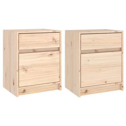 Comodini 2 pz 40x31x50 cm in Legno Massello di Pino - homemem39