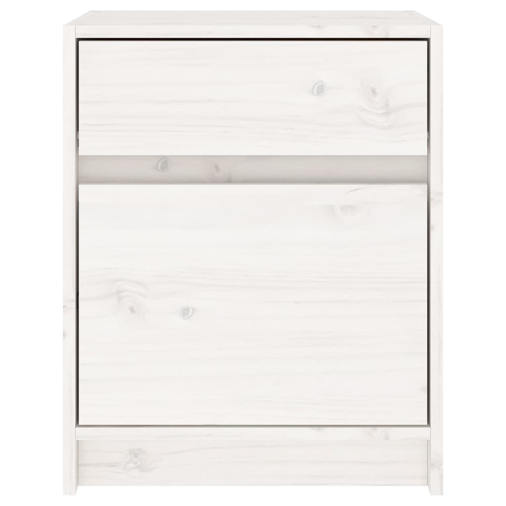 Comodino Bianco 40x31x50 cm in Legno Massello di Pino - homemem39