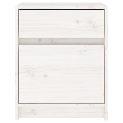 Comodino Bianco 40x31x50 cm in Legno Massello di Pino - homemem39