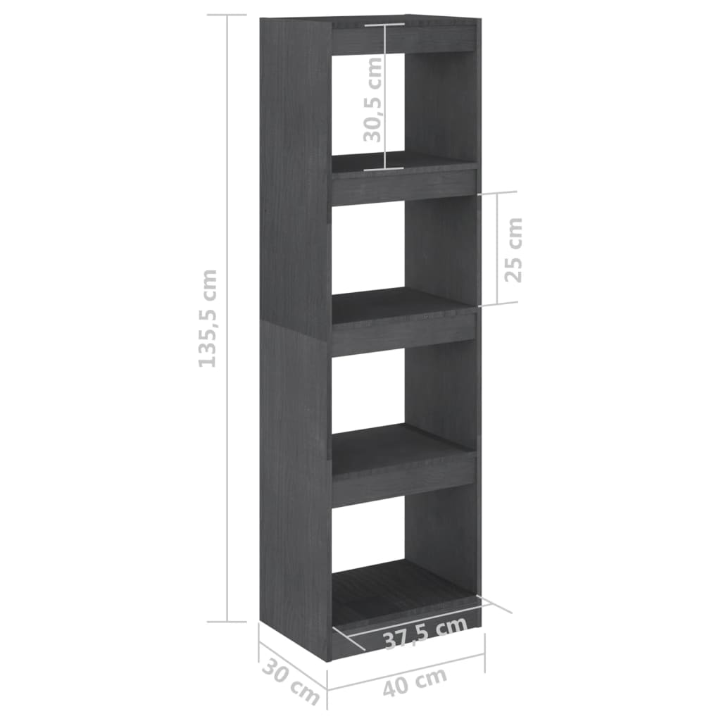 Libreria/Divisorio Grigio 40x30x135,5 cm Legno Massello di Pino | homemem39