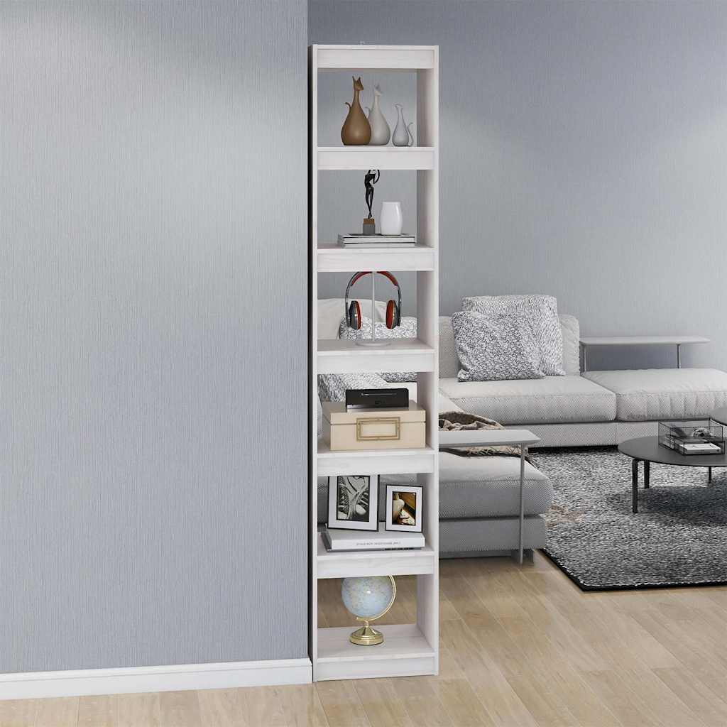 Libreria/Divisorio Bianco 40x30x199cm in Legno Massello di Pino