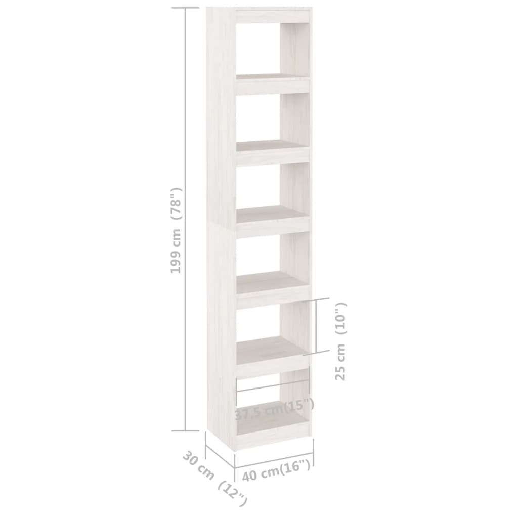 Libreria/Divisorio Bianco 40x30x199cm in Legno Massello di Pino - homemem39