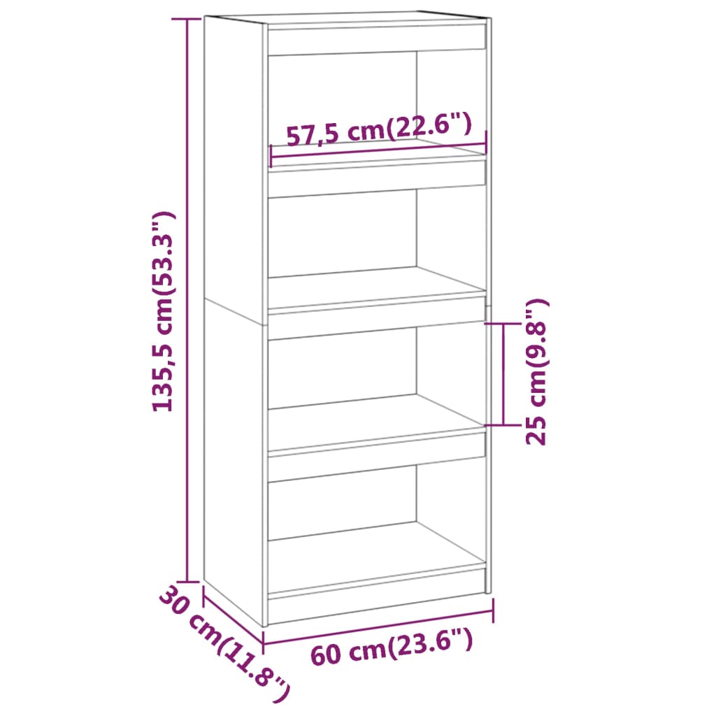 Libreria/Divisorio Bianco 60x30x135,5 cm Legno Massello di Pino | homemem39