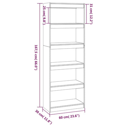 Libreria/Divisorio Grigio 60x30x167,5 cm in Massello di Pino | homemem39