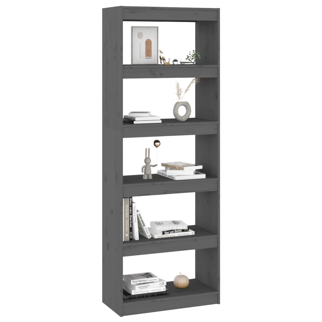 Libreria/Divisorio Grigio 60x30x167,5 cm in Massello di Pino | homemem39