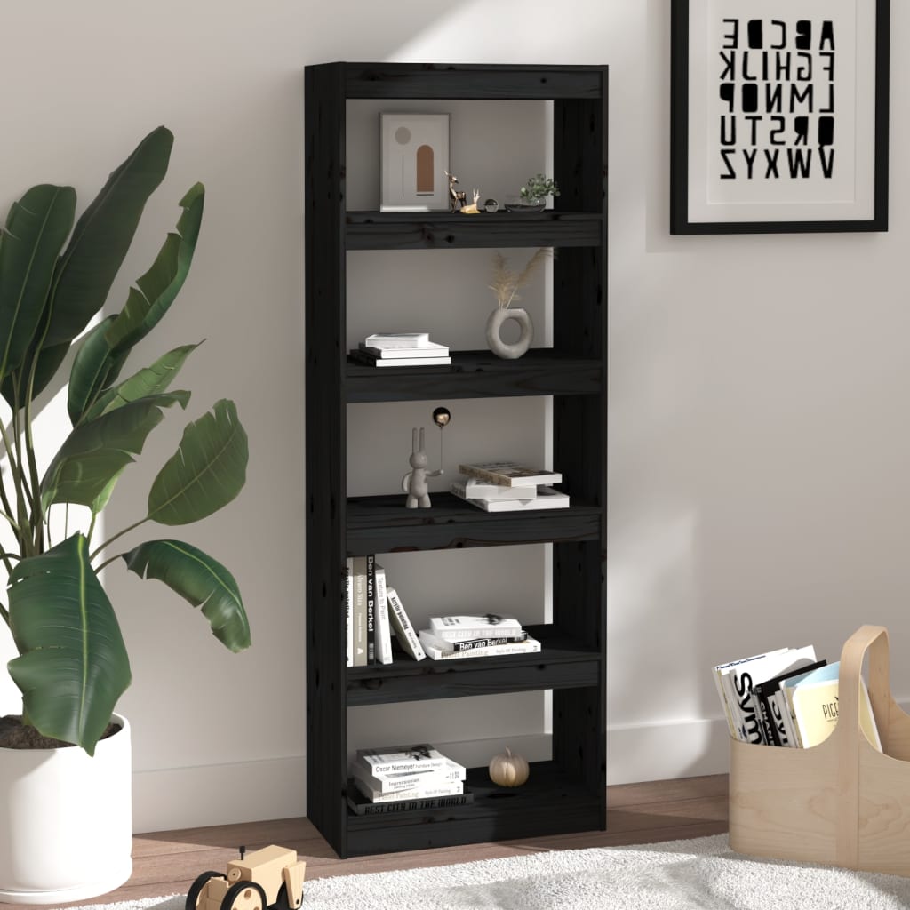Libreria/Divisorio Nero 60x30x167,5 cm in Massello di Pino | homemem39