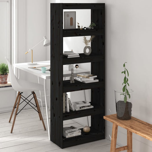 Libreria/Divisorio Nero 60x30x167,5 cm in Massello di Pino | homemem39