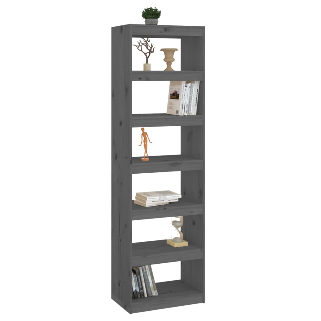 Libreria/Divisorio Grigio 60x30x199,5 cm Legno Massello di Pino | homemem39
