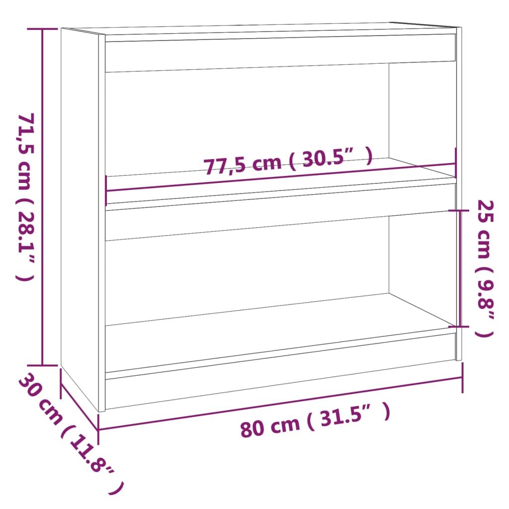 Libreria/Divisorio Grigio 80x30x71,5 cm Legno Massello di Pino | homemem39