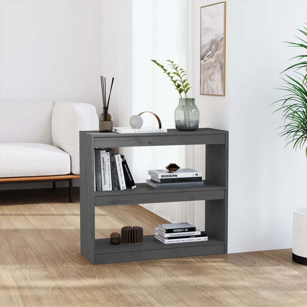 Libreria/Divisorio Grigio 80x30x71,5 cm Legno Massello di Pino | homemem39