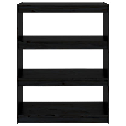 Libreria/Divisorio Nero 80x30x103,5cm in Legno Massello di Pino | homemem39
