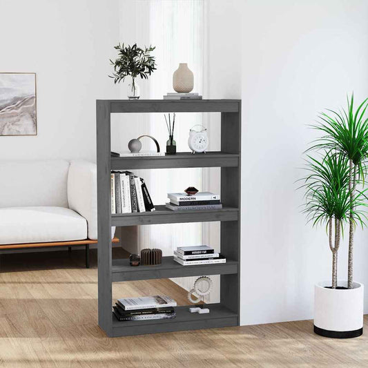 Libreria/Divisorio Grigio 80x30x135,5 cm in Massello di Pino | homemem39