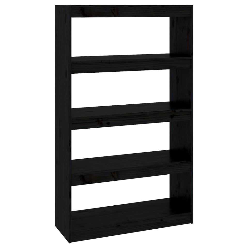 Libreria/Divisorio Nero 80x30x135,5cm in Legno Massello di Pino - homemem39