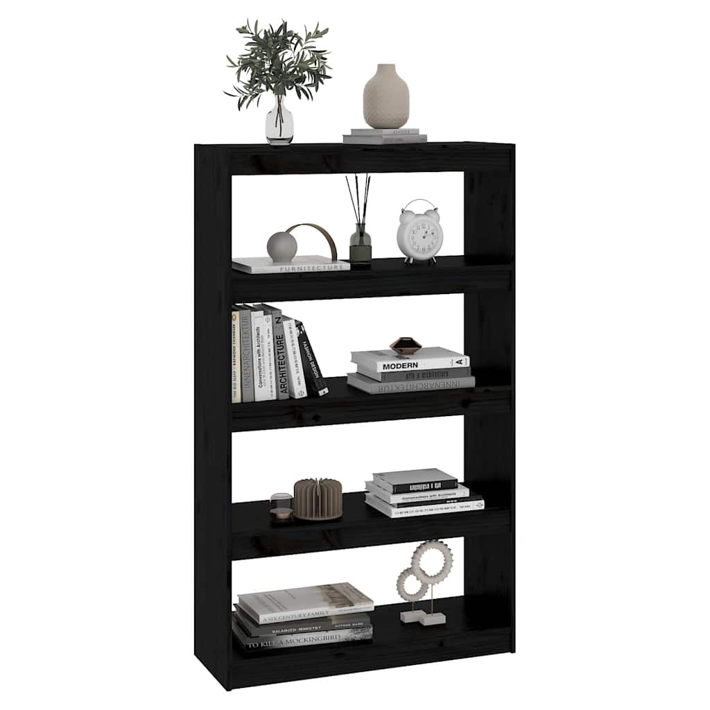 Libreria/Divisorio Nero 80x30x135,5cm in Legno Massello di Pino - homemem39