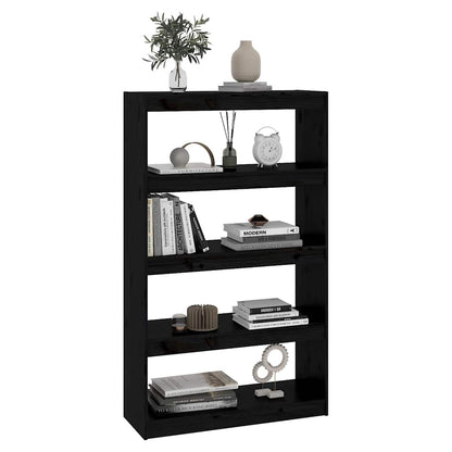 Libreria/Divisorio Nero 80x30x135,5cm in Legno Massello di Pino - homemem39