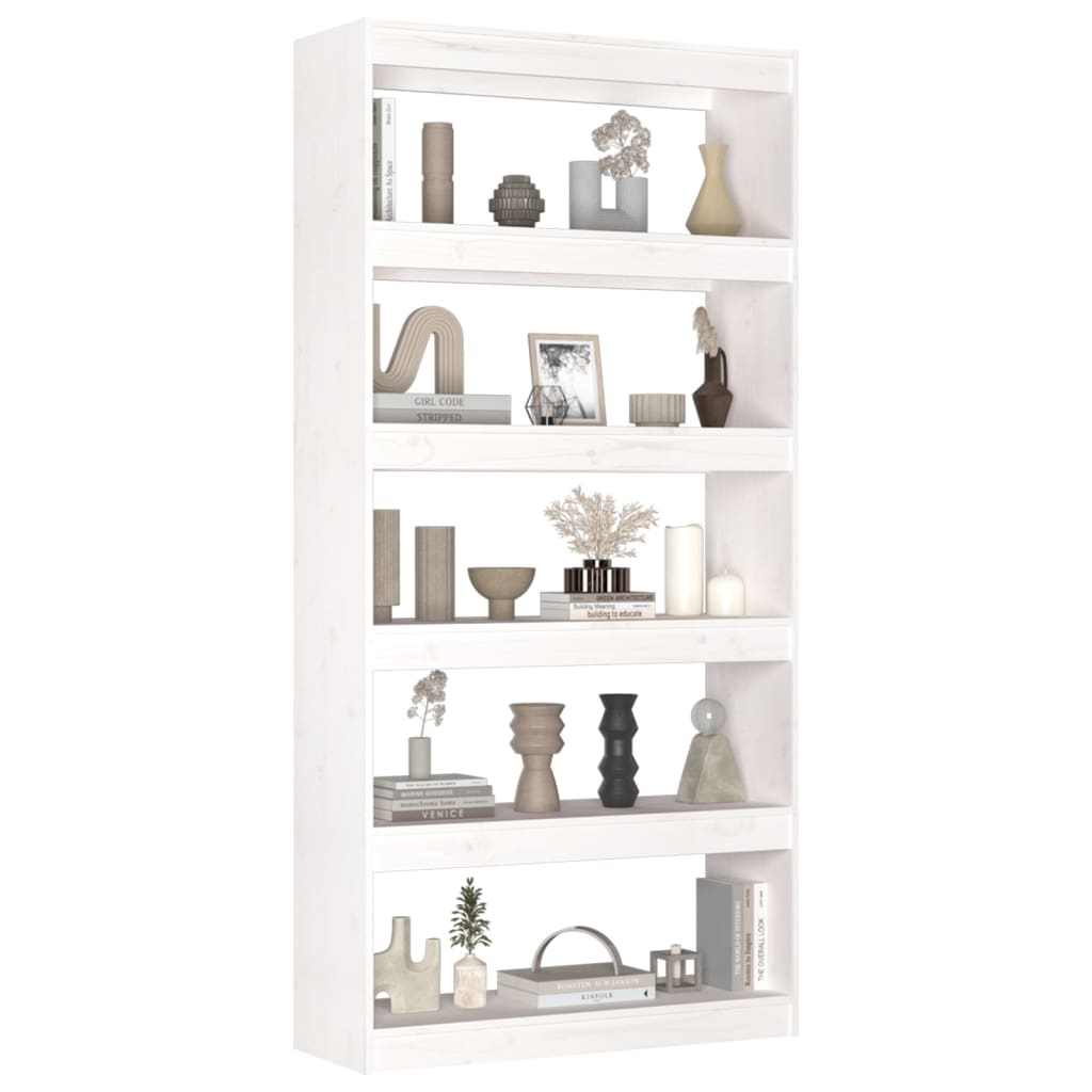 Libreria/Divisorio Bianco 80x30x167,4 cm Legno Massello di Pino