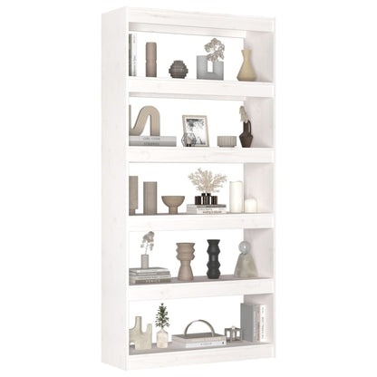 Libreria/Divisorio Bianco 80x30x167,4 cm Legno Massello di Pino