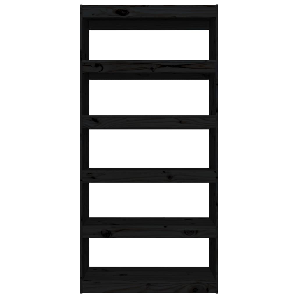Libreria/Divisorio Nero 80x30x167,4 cm Legno Massello di Pino