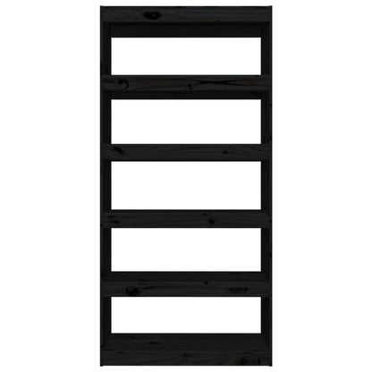 Libreria/Divisorio Nero 80x30x167,4 cm Legno Massello di Pino
