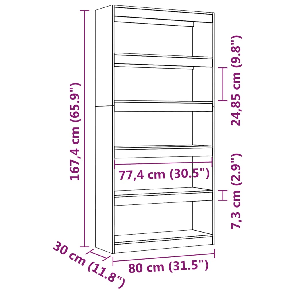 Libreria/Divisorio Nero 80x30x167,4 cm Legno Massello di Pino | homemem39