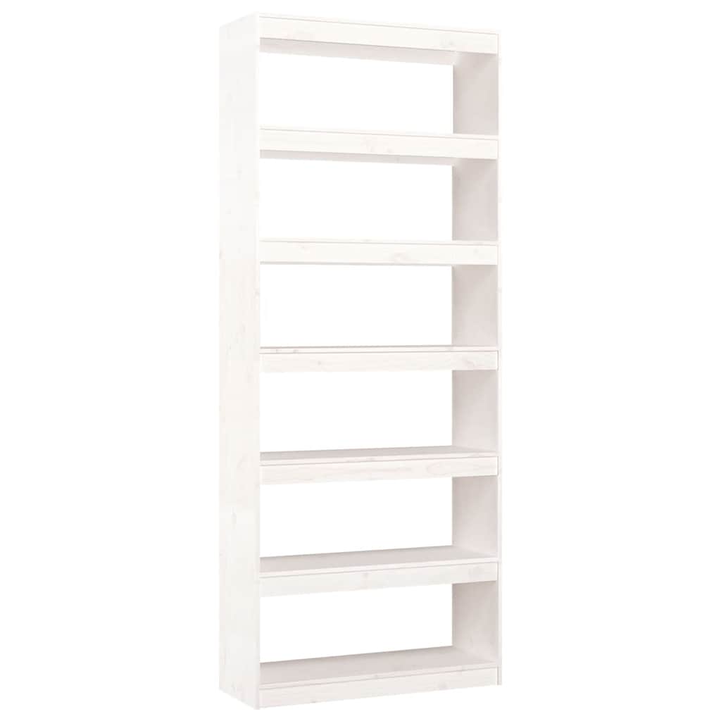 Libreria/Divisorio Bianco 80x30x199,5 cm in Massello di Pino