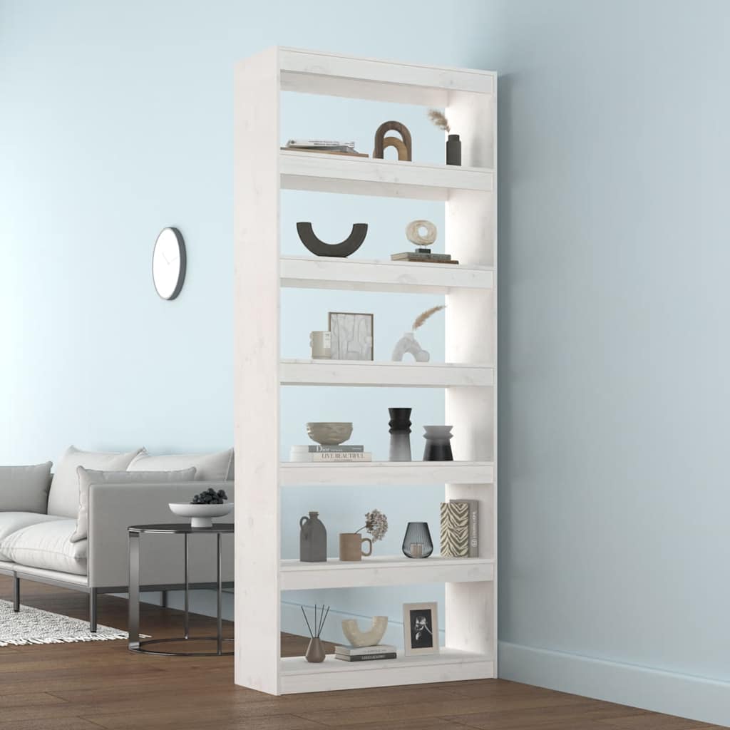 Libreria/Divisorio Bianco 80x30x199,5 cm in Massello di Pino | homemem39
