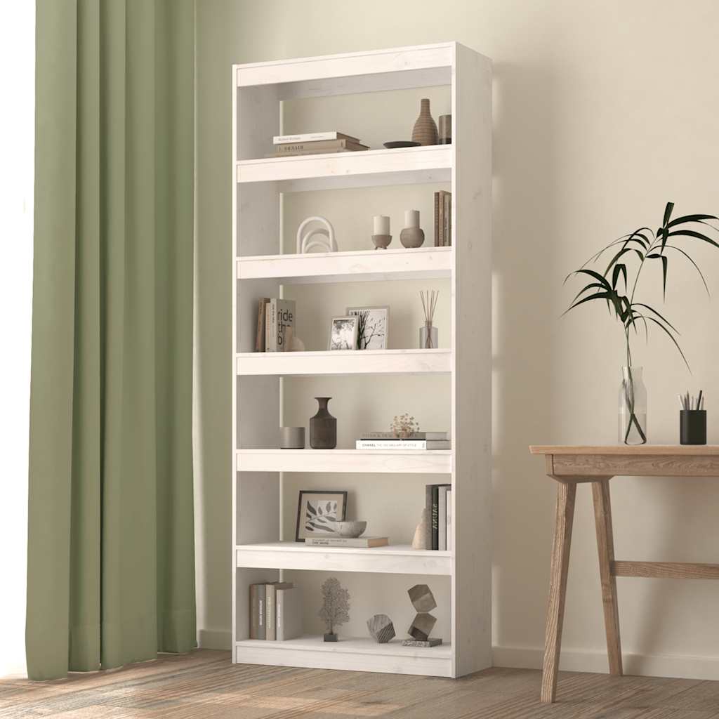 Libreria/Divisorio Bianco 80x30x199,5 cm in Massello di Pino | homemem39