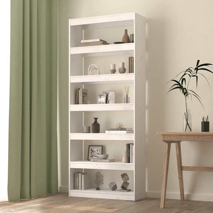 Libreria/Divisorio Bianco 80x30x199,5 cm in Massello di Pino | homemem39