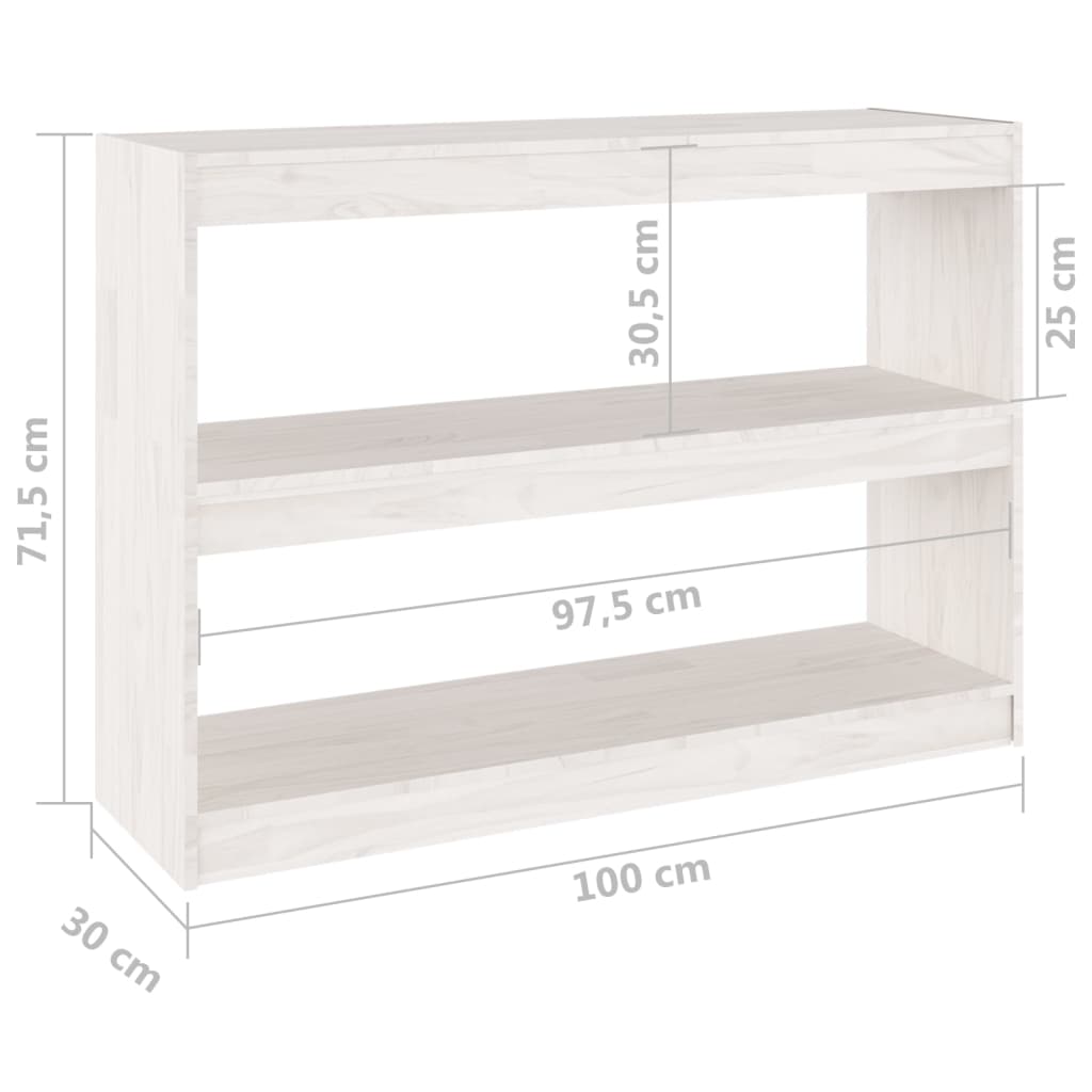 Libreria/Divisorio Bianco 100x30x71,5 cm Legno Massello di Pino | homemem39