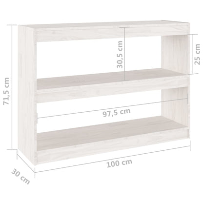 Libreria/Divisorio Bianco 100x30x71,5 cm Legno Massello di Pino | homemem39