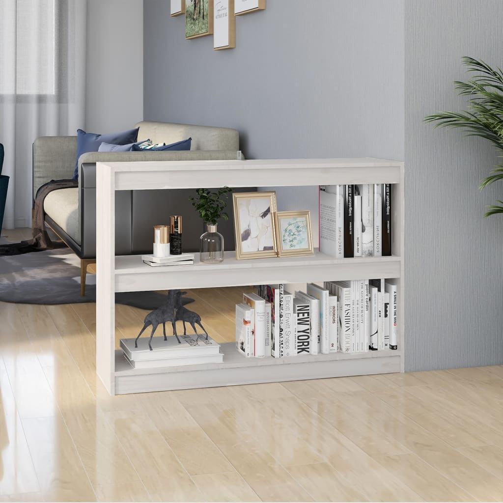 Libreria/Divisorio Bianco 100x30x71,5 cm Legno Massello di Pino | homemem39