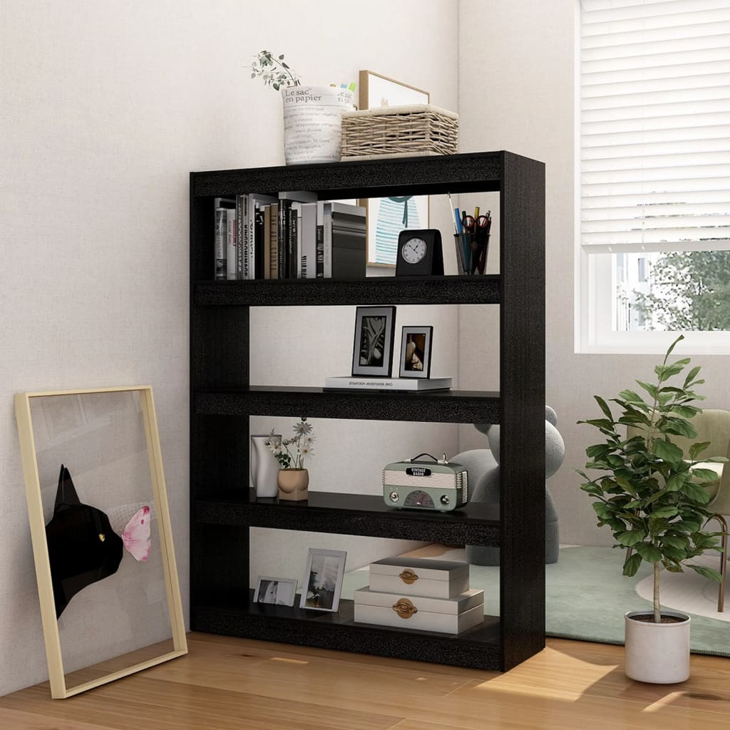 Libreria/Divisorio Nero 100x30x135,5 cm in Legno di Pino | homemem39