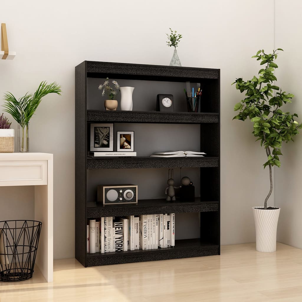 Libreria/Divisorio Nero 100x30x135,5 cm in Legno di Pino | homemem39