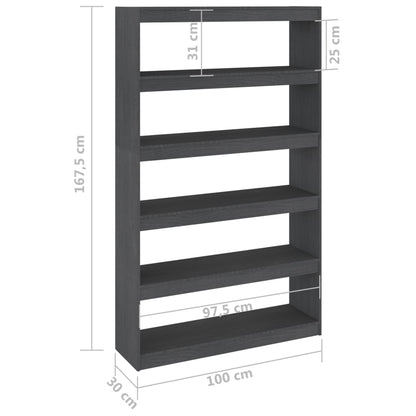 Libreria/Divisorio Grigio 100x30x167,5 cm in Massello di Pino | homemem39